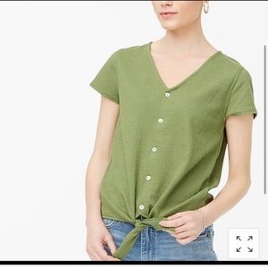 NWOT J Crew Textured Button Down Tie Front Blouse